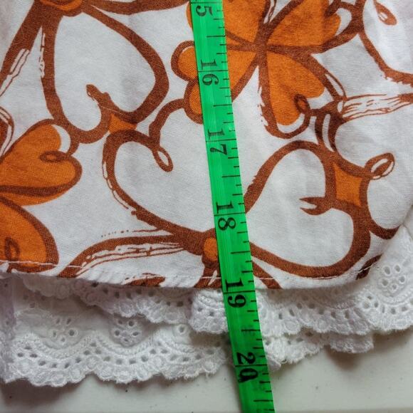 Orange & White Floral Hippie 60's 70's Mod Cottage Core Mini Skirt - size S - Picture 7 of 8